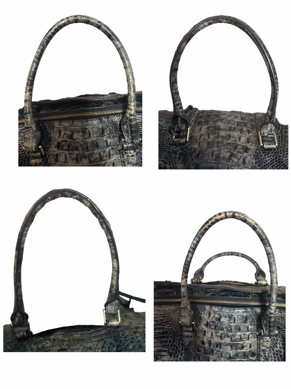 Brahmin Finley Carryall Blue Shadow Melbourne Croc Embossed Leather Doctors Bag - Picture 15 of 16